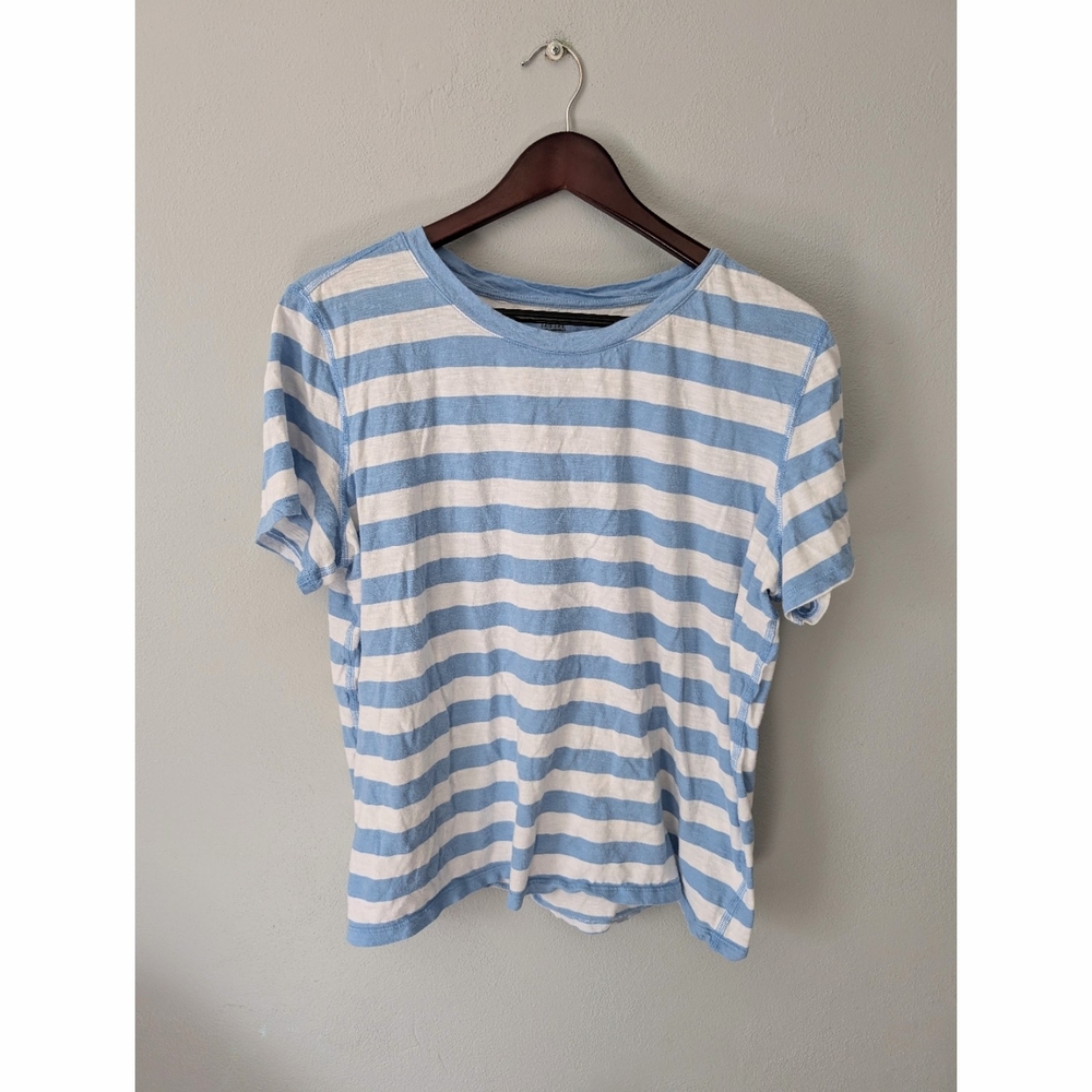 a.n.a Blue and White Striped 100% Cotton Short Sleeve Tshirt Size XL